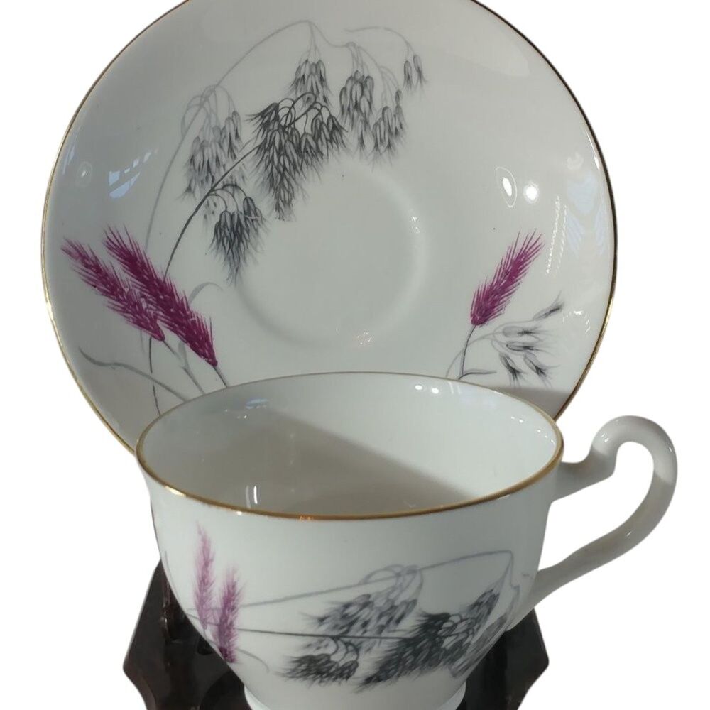 Old Royal Bone China England Tea Cup & Saucer Wheat Barley Pattern